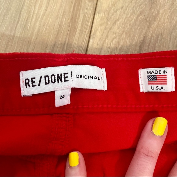 re/done red velvet pants jeans - Picture 5 of 5
